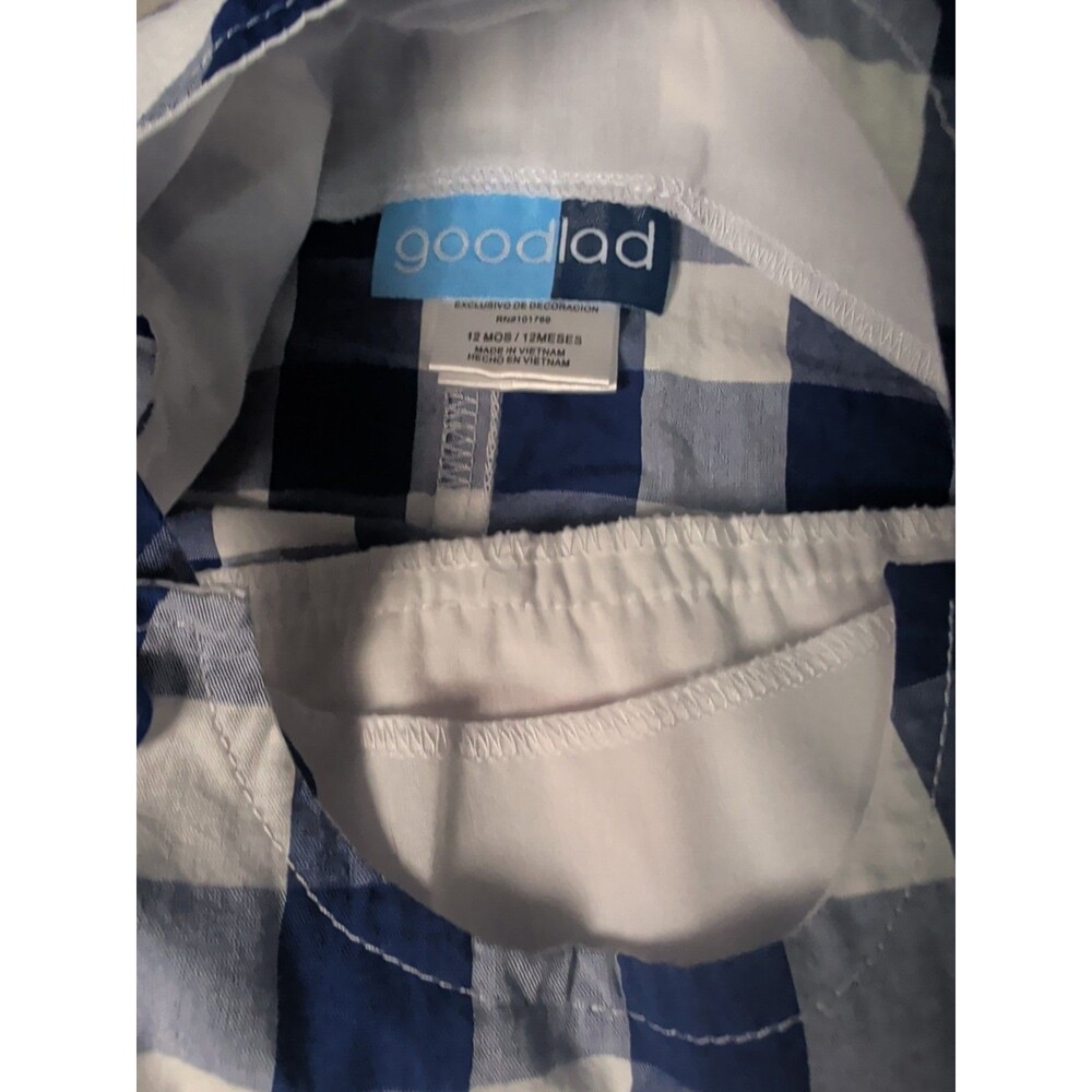 Good Lad Patriotic Flag Smocked Gingham Romper 12 Month - Picture 6 of 9